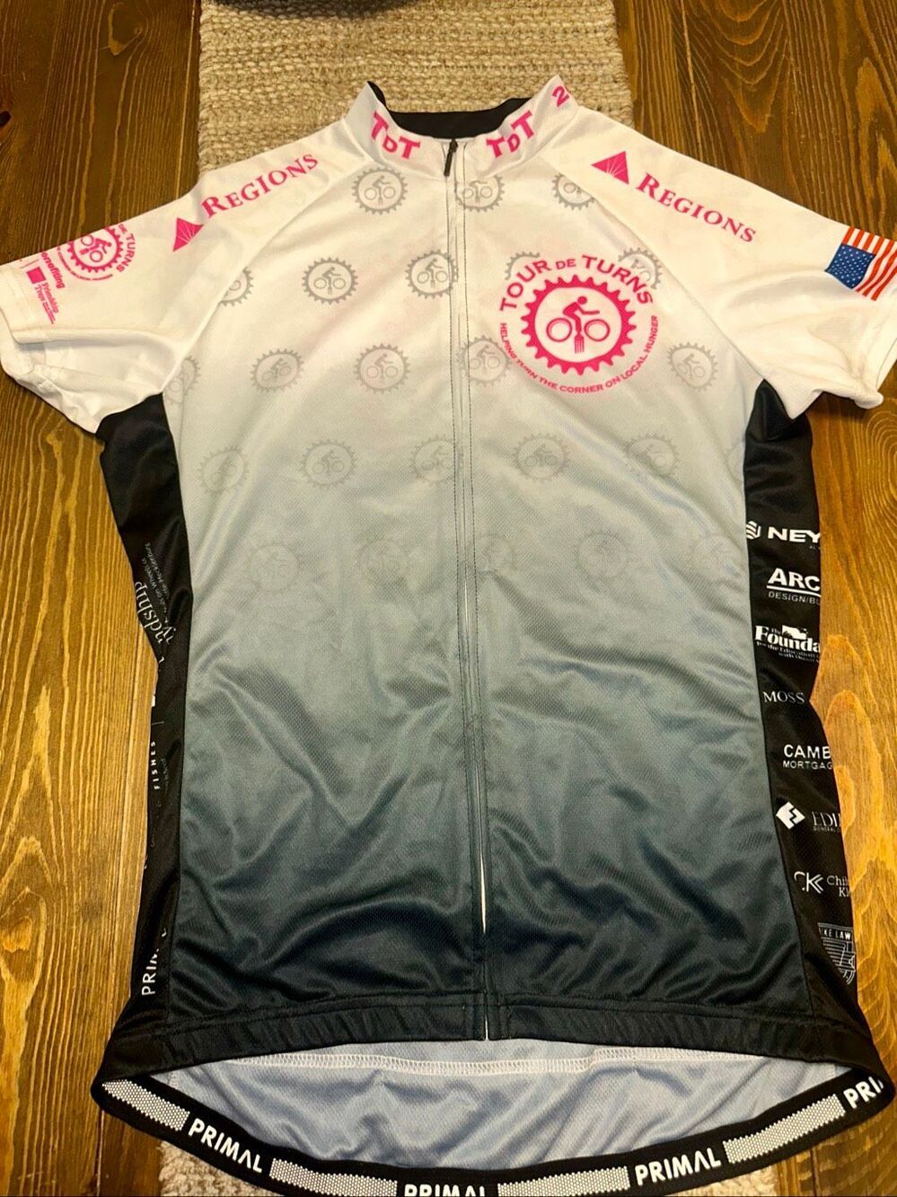 PRIMAL Cycling Jersey women’s xl Race Cut White gray pink Bicycle shirt tour of